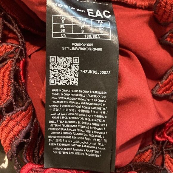 Guess Women's Scarlet Red Teegan Assymetrical Sleeve Lace Dress Size Small - Picture 8 of 8